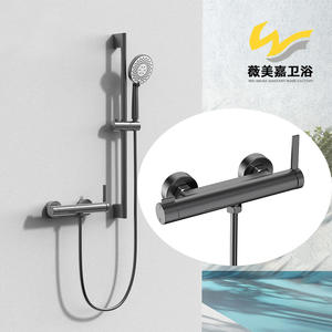 Ensemble de douche mural portable Vimijia tout en cuivre, double fonction, avec pomme de douche relevable, petite pomme de douche, robinets de douche pour bain d'eau chaude et froide - Product Image 3