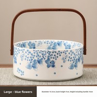 Corbeille à fruits en céramique chinoise à motif végétal, style décontracté, luxe léger, créative, avec poignée, grande assiette à fruits, haute valeur esthétique