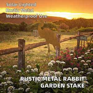 Piquets de jardin en métal rustique en forme de lapin, résistants aux intempéries, découpés au laser, silhouette de lapin en fer, à énergie solaire, finition polie, personnalisables, vente en gros - Product Image 2