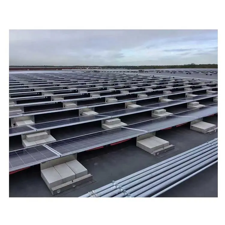 नई सौर फ्लैट छत ballasted बढ़ते फ्रेम जमीन प्रणाली स्थापित पीवी पैनल गैर मर्मज्ञ रेल कम धमकी देकर मांगने का धमकी देकर मांगने का समर्थन
