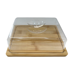 Plateau en bambou avec couvercle transparent pour servir des collations et du thé, usage domestique, plateau de repas portable pour l'extérieur - Product Image 5
