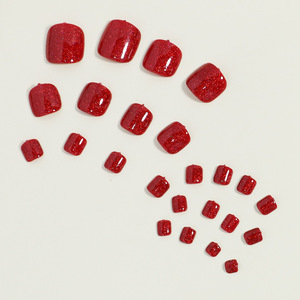 24 pièces Bestseller Simple Short Style Summer Nail Art pour adultes, <span class=keywords><strong>faux</strong></span> <span class=keywords><strong>ongles</strong></span> blancs et rouges en forme de diamant brisé - Product Image 4