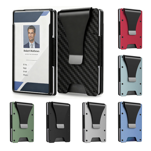 New Arrival Hybrid Metal Card <b>Holder</b> RFID Blocking ID Badge Window Custom Logo Small MOQ Carbon Fiber Aluminum Minimalist <b>Wallet</b> - Product Image 1