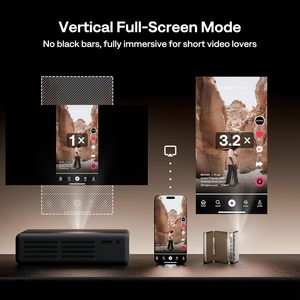 Aurzen máy chiếu kích thước bỏ túi mini DLP cầm tay gấp ba lần màu vàng máy chiếu tiêu cự không độ trễ phản chiếu màn hình một cú nhấp chuột - Product Image 4