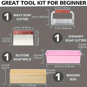 Wooden Box Silicone Soap Mold <b>Kit</b> With Wavy & Straight Soap Cutter DIY Handmade Soap Making Tools Set For Soap Craft Gift - Product Image 6