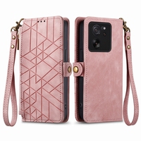 Casing dompet kulit PU desain geometris, Dompet casing penutup kulit PU untuk Xiaomi 13T/14/14 Pro, casing Lanyard untuk Redmi Note 13