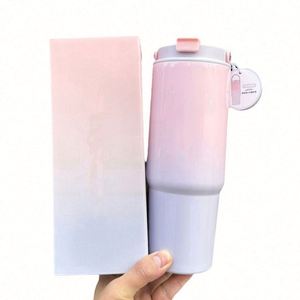 Vaso Térmico de Acero Inoxidable Personalizado con Logotipo, 30 oz, con Asa, Tapa y Pajita para Agua y Café Helado, Oasis - Product Image 4