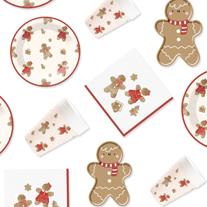 Juego de Platos Temáticos de Hombre de Jengibre Navideño DAMAI con Lazo, Incluye Platos y Vasos de Papel para Fiesta de Navidad - Product Image 2