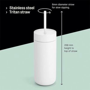 แก้วน้ำสแตนเลสแบบพกพา ดีไซน์มินิมอล ปราศจากสาร BPA พร้อมฝาและหลอดดูด เก็บอุณหภูมิได้นาน 12-24 ชั่วโมง สำหรับใช้ในบ้านและที่ทำงาน - Product Image 3