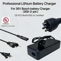 Chargeur de vélo électrique 42V4A BSH compatible 3 broches, éclairage LED, haute performance 36V, batterie pour trike à ligne active, CE, garantie 24 mois