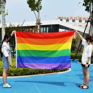 Personalizado 100% Poliéster LGBT Orgullo Volando Colorido Arco Iris Gay Rojo Negro Verde Bandera - Product Image 6