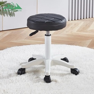 <span class=keywords><strong>Tabouret</strong></span> de bar <span class=keywords><strong>blanc</strong></span> réglable en hauteur Wayon avec base pivotante et roulettes pour îlot de cuisine, bureau ou usage commercial - Product Image 1