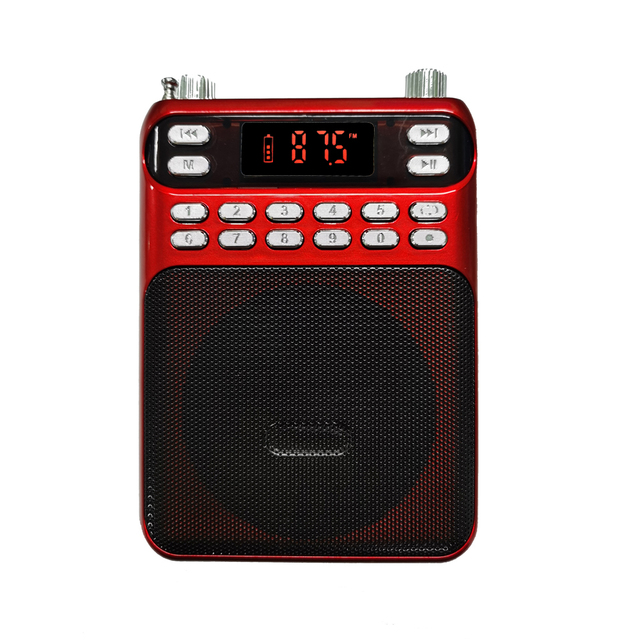 Portable FM Wireless for Louder Speaker with Two TF Card Slots USB Microphone Interface LED Display Rechargeable Battery