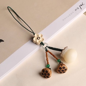 Bodhi Root Lucky Bag Car Keychain Pendant Peach Wood Lotus Seed Pod Cute Mobile Phone Chain Pendant for <b>Men</b> and Women - Product Image 4