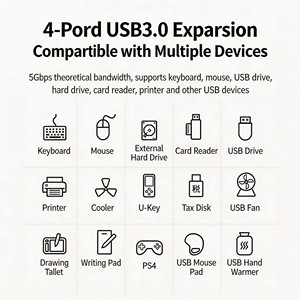 UGREEN CM613 <b>USB</b> 3.0 Hub 4 Ports Individual On Off <b>Switch</b> 1M Cable Type <b>C</b> DC 5V 2A Powered <b>USB</b> Splitter For Laptop Desktop - Product Image 4