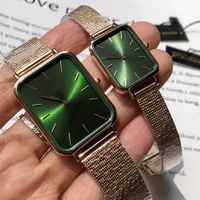 Montres de couple originales de marque DW, design minimaliste et simple, carrées, en acier inoxydable avec bracelet milanais