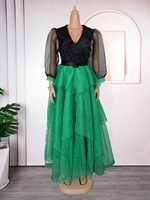 Robe longue élégante pour femmes grandes tailles avec design color block africain, robe musulmane pour femmes, robes de style africain