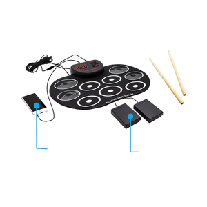 Kit de Batería Electrónica Enrollable, 9 Pads de Silicona, Alimentación USB/Batería, Baquetas, Pedales, para Niños, Koowind KW149B - Product Image 1