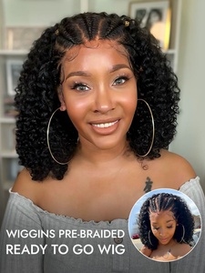Pelucas listas para usar, cabello trenzado humano rizado, pelucas frontales de encaje 13x6 con cabello de bebé Natural, cabello humano 100% con nudos preblanqueados - Product Image 2