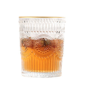 Vintage Zonnebloemglas Drinkwaren Gouden Rand Reliëf Vergulde Waterbeker Voor Souvenir Of Cadeau Beker - Product Image 4