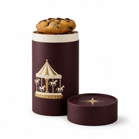 Boîte ronde en carton prune foncé de luxe avec logo personnalisé pour l'emballage de biscuits haut de gamme, tube cadeau de qualité alimentaire avec impression haute définition