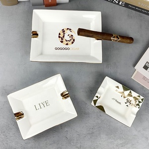 Cendrier en porcelaine blanche de luxe, cendrier en <span class=keywords><strong>céramique</strong></span> avec logo personnalisé, porte-cigarettes pour la maison, le bureau, la salle de séjour - Product Image 3