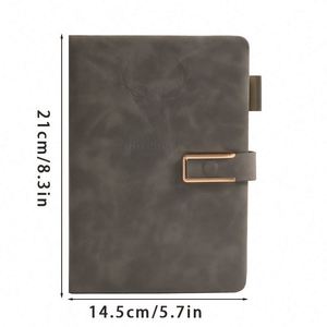 Custom A5 Hardcover Leather Thread Sewing Bound Meeting Journal Notebook <b>Pen</b> Holder Magnetic Closure 100 Sheets Custom Logo - Product Image 3