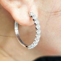 Exquis 14K Or Massif Rond Brillant Coupe Moissanite Boucles D'oreilles Cadeau D'anniversaire