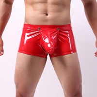 Sous-vêtement Masculin Sexy en Latex à Pochette, Boxer Brillant Aspect Cuir Mouillé, Mini-Short et String PVC Érotique pour Homme