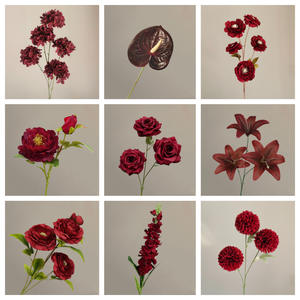 Vente en Gros de Fleurs Artificielles Rouge Vin au Design Floral Roses Phalaenopsis Hortensia Lys pour <span class=keywords><strong>Mariage</strong></span> Saint Valentin - Product Image 5