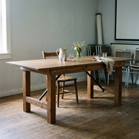 Table et chaises de salle à manger en pin de style farmhouse, vente en gros d'usine, table de mariage en bois massif, moderne et pliable