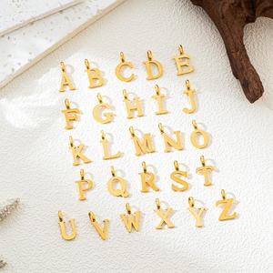 INS aksesori perhiasan berlapis PVD emas 14K, baja tahan karat sederhana, 10mm huruf alfabet awal - Product Image 1