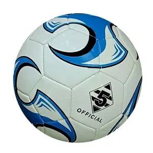 经典蓝色旋风风格足球尺寸5尺寸4廉价运动聚氯乙烯材料足球缝合训练球