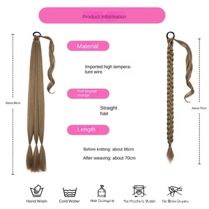 Venta al por mayor de nuevas pelucas europeas y americanas transfronterizas, trenzas falsas sintéticas de cola de caballo para mujeres, trenzado de cuerda de boxeo - Product Image 4