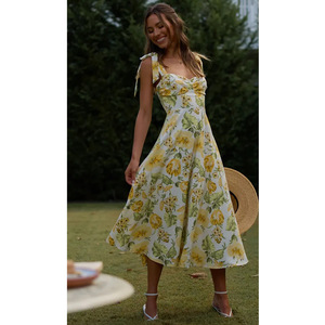 Dongguan usine vente directe spot 2024 printemps et été nouvelle mode tempérament imprimé robe à bretelles robes de filles - Product Image 5