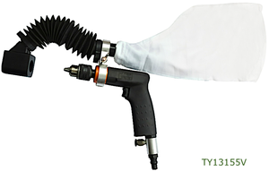 Perceuse pneumatique industrielle TY13155V à aspiration centralisée, mandrin 3/8 po, 550 tr/min, 0,45 CV, poignée pistolet, accessoire de collecte des poussières de perçage - Product Image 4