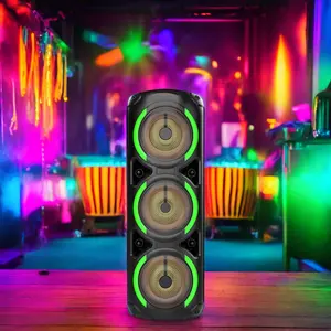 Alto-falante profissional para DJs, carrinho de Karaokê para festas, 8 polegadas, iluminação LED RGB, comunicação USB, microfone sem fio, portátil, fábrica em Guangzhou