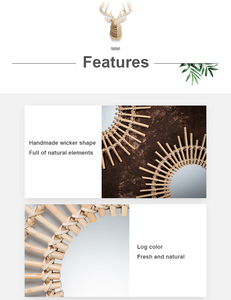 Boho Style <strong>Rattan</strong> Woven Sunburst Frame Round Wall <strong>Mirror</strong> Decorative Vanity <strong>Mirror</strong> for Entryway - Product Image 6