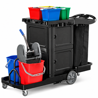Chariot de nettoyage multifonctionnel commercial avec seaux essoreurs pour serpillères, chariot utilitaire pour hôtels, centres commerciaux, écoles, hôpitaux