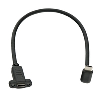 Kabel Ekstensi USB-C Male ke Female Kecepatan Tinggi untuk Panel Mount USB C Female 4K 100W ke Kabel 90 Derajat