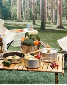 Cắm Trại Ngoài Trời đi bộ đường dài thép không gỉ đồ dùng nhà bếp thiết lập Kim Loại nấu ăn nồi với Dã Ngoại Nguồn cung cấp - Product Image 3