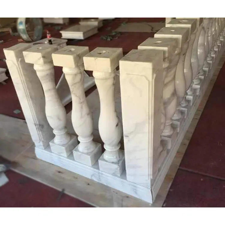 SHIHUI Natural Stone Balcony Balustrade Railing Handrails Cheap Modern Carved Guangxi White Balustrade marble