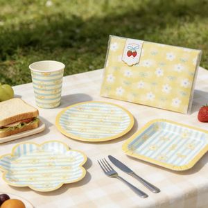 Service de table jetable de style designer, <span class=keywords><strong>vaisselle</strong></span> <span class=keywords><strong>jaune</strong></span> style nœud, pour hôtels et mariages, écologique et durable - Product Image 3
