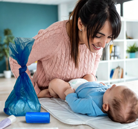 Sacs à couches jetables pour bébé 22x39cm bleus en PE, sacs à déchets pour couches sans parfum, contrôle des odeurs pour déchets d'animaux de compagnie, élimination en extérieur et en voyage