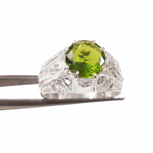 ขายส่งแหวนผู้ชายมาใหม่ธรรมชาติ Peridot พลอย August เครื่องประดับคริสต์มาสวันเกิดแหวนเงินสเตอร์ลิง925 - Product Image 1
