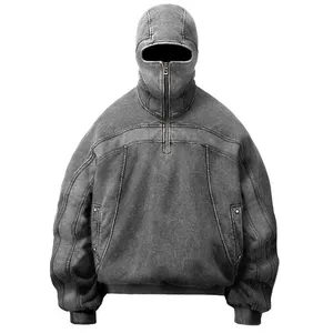 SUBOBI yüksek kalite özel baskı grafik ağır pamuk kazak boy erkek asit yıkama hoodie