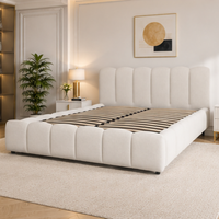Cadre de lit rembourré moderne en tissu bouclé, lit plateforme à bulles, taille King ou Queen, meubles de chambre à coucher