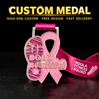 Médaille en zinc dorée à paillettes, émail, moulée sous pression, avec ruban de sensibilisation et semelle de chaussure personnalisée, pour prix de course, fabrication OEM ODM, vente en gros directe usine