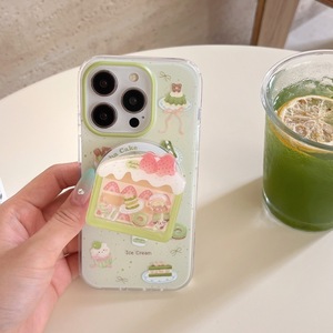 เคสโทรศัพท์แม่เหล็กสีเขียวลายสาดหมึกแบบเค้กมัทฉะ พร้อมขาตั้งสองชั้น ป้องกันรอบด้าน สำหรับ iPhone 17 Pro Max 16 15 14 - Product Image 1