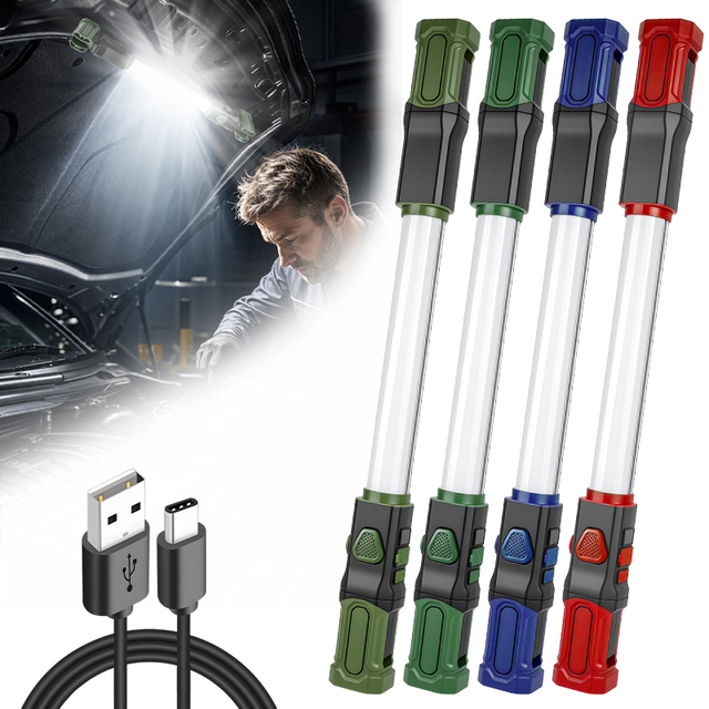 360° Rotated Long Car 6000mah Emergency Inspection Light Handheld Magnetic LED Lamp Auto Repair Light with Hook Work Lamp